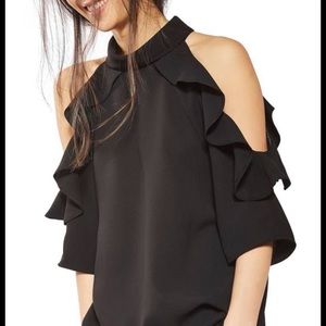 NWT Topshop cold shoulder ruffle top size 2